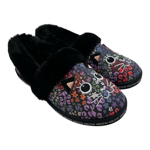 Bobs Skechers Too Cozy Meow Cat Slipper‎ Womens 6 Multicolor Floral 113679 - Picture 1 of 10